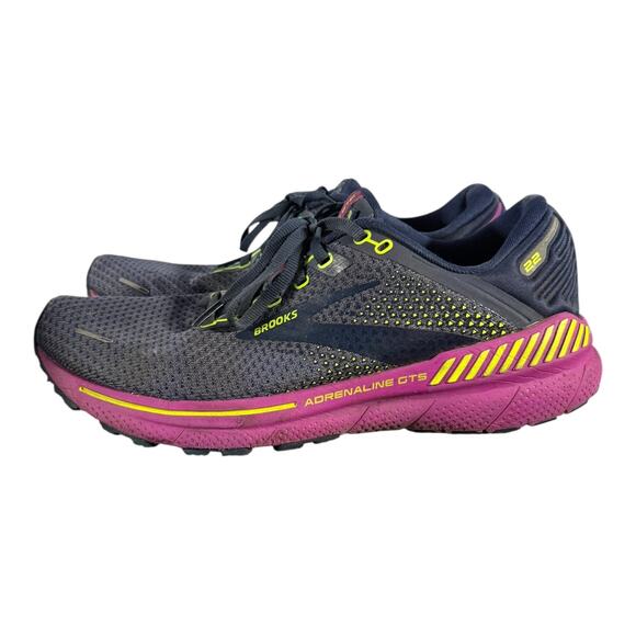 Brooks Adrenaline GTS 22 Women’s 11 Navy Purple Neon Running Shoes Medium B - Picture 5 of 9